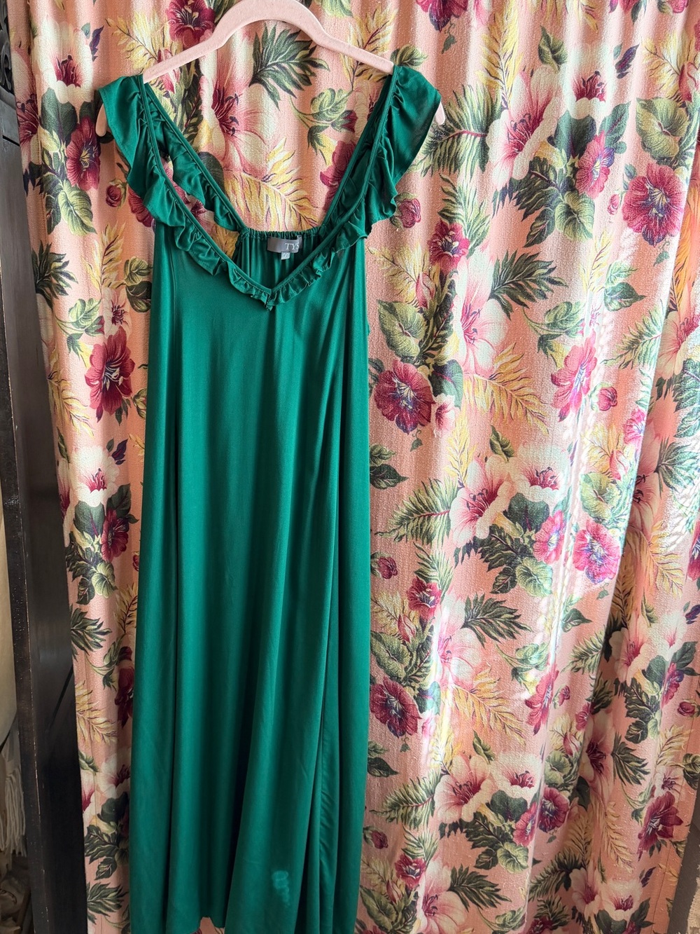 Tysa Green Ruffle-Trim Slip Dress